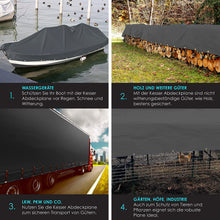 Laden Sie das Bild in den Galerie-Viewer, Premium Abdeckplane 400x500 cm Grau mit Ösen, 650 g/m² PVC Wasserdicht &amp; Reißfest - Hochwertige Plane Universell für LKW, Pool, Holz Gartenmöbel - Abdeckung, Schutzplane, Gewebeplane, 20m²
