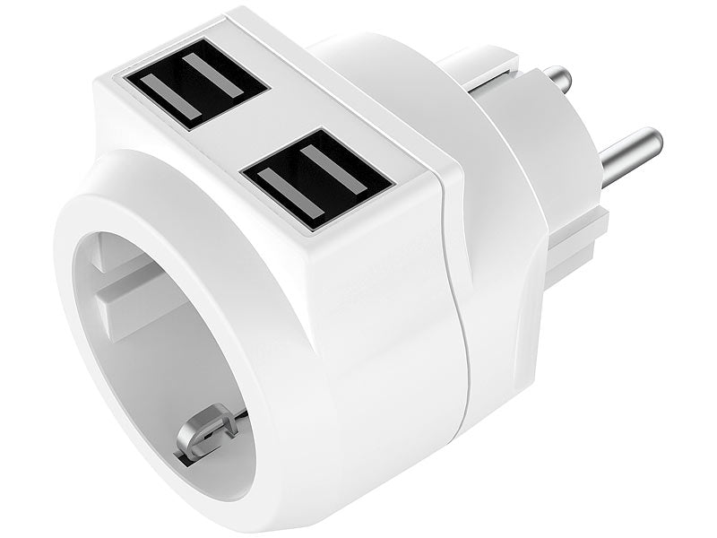 Steckdosenadapter mit 4x USB, USBsteckdose, USB-Ladegerät