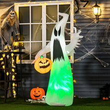 Laden Sie das Bild in den Galerie-Viewer, Aufblasbares großes Gespenst Nr. 1 mit Kürbis, 180 cm mit LED-Beleuchtung. Halloween Deko Luftfigur