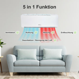 Split Klimaanlage 12000 BTU Klimagerät mit Wandhalterung. WLAN. Vorbefüllt.