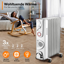 Laden Sie das Bild in den Galerie-Viewer, Radiator Heizung. 2000W. Einstellbar mit Thermostat. Mit Rippen. Ölheizung.