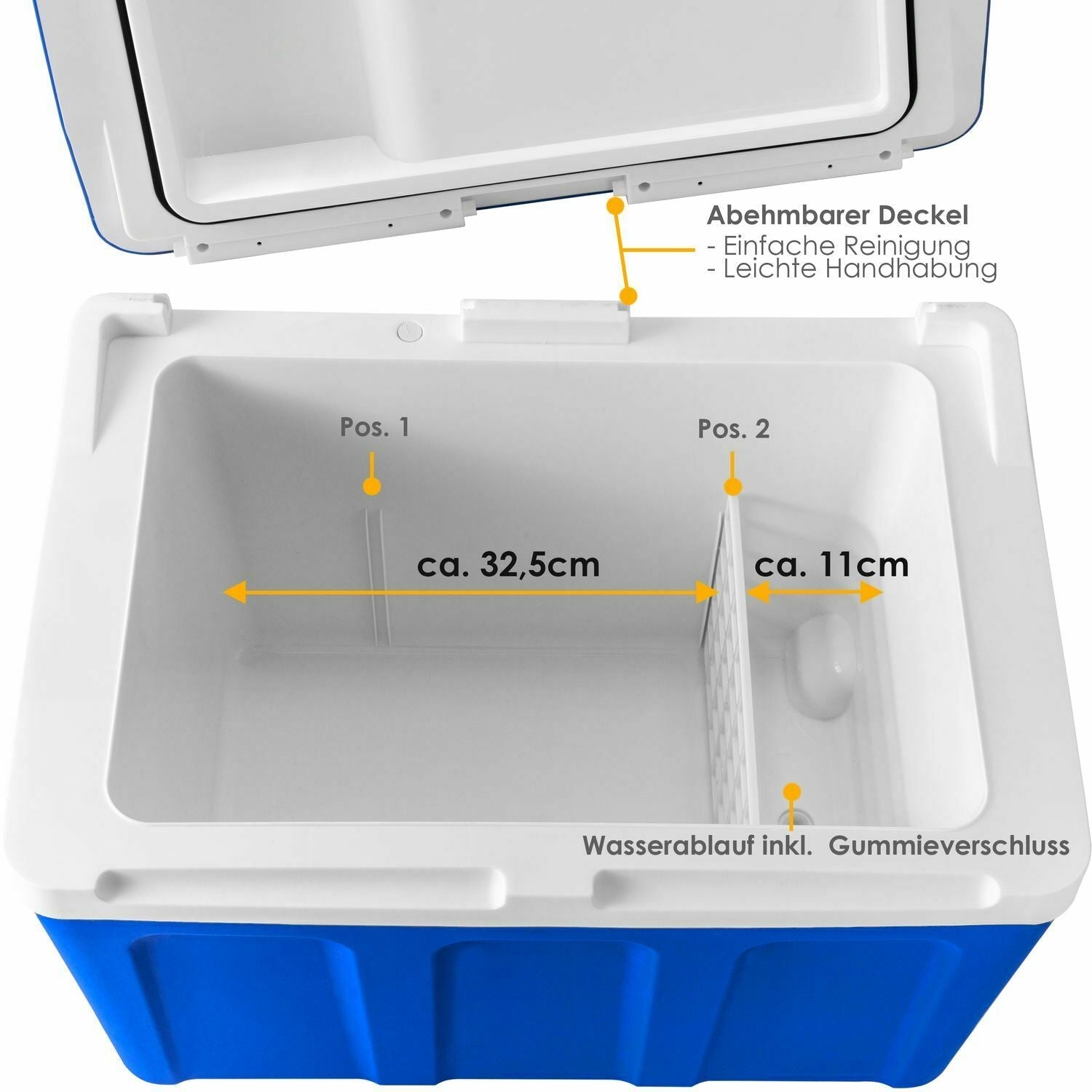 Interior WA239V Kühlbox, Mini Kühlschrank 24 L fürs Auto, Autokühlschrank  Campingbox, Minikühlschrank für Unterwegs, inkl. 4 Kühlakkus, blau