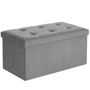 Sitzbank mit Stauraum, Sitztruhe, Sitzhocker, 80 Liter, 76 x 38 x 38 cm, Bezug aus Leinenimitat,.