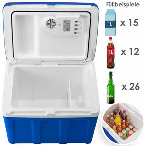 40 Liter Kühlbox, mobile Kühltruhe, Mini-Kühlschrank 12 Volt / 230 Volt - Softrollen-Fahrwerk