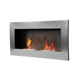 Gelkamin Bio-Ethanol-Kamin Biokamin Wandkamin Deko- Kamin, 110 x 54 cm, silber.