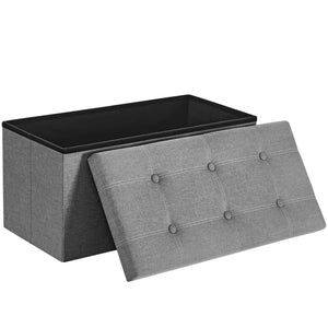 Sitzbank mit Stauraum, Sitztruhe, Sitzhocker, 80 Liter, 76 x 38 x 38 cm, Bezug aus Leinenimitat,.