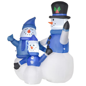Aufblasbare Schneemann-Familie, 120 cm mit LED-Beleuchtung. Weihnachten Deko Luftfigur