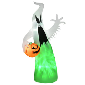 Aufblasbares großes Gespenst Nr. 1 mit Kürbis, 180 cm mit LED-Beleuchtung. Halloween Deko Luftfigur