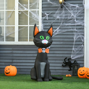 Aufblasbare schwarze Katze, 124 cm mit LED-Beleuchtung. Halloween Deko Luftfigur