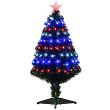 Laden Sie das Bild in den Galerie-Viewer, Weihnachtsbaum Tannenbaum Christbaum LED Lichtfaser Stern, multicolor, 90 cm