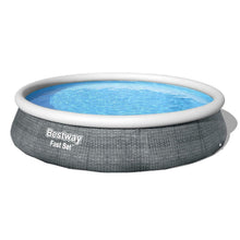 Laden Sie das Bild in den Galerie-Viewer, Pool Komplettset Swimmingpool Rattan-Optik mit Pumpe 396x84cm Schwimmbecken Planschbecken