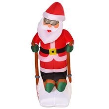 Laden Sie das Bild in den Galerie-Viewer, Aufblasbarer Weihnachtsmann auf Skiern, 124 cm mit LED-Beleuchtung. Weihnachten Deko Luftfigur