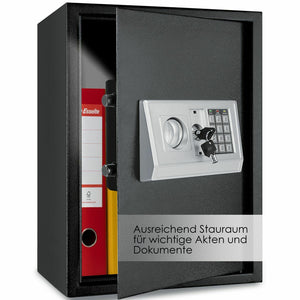 Stahl-Tresor 50x35 cm, 35 cm Breite,  mit elektronischem Zahlenschloss und digitalem Display, 22 Kilo. Schwarz