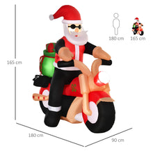 Laden Sie das Bild in den Galerie-Viewer, Aufblasbarer Weihnachtsmann auf Motorrad, 150 cm mit LED-Beleuchtung. Weihnachten Deko Luftfigur