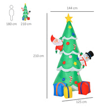 Laden Sie das Bild in den Galerie-Viewer, Aufblasbarer Tannenbaum mit Nikolaus und Schneemann, 210 cm mit LED-Beleuchtung. Weihnachten Deko Luftfigur