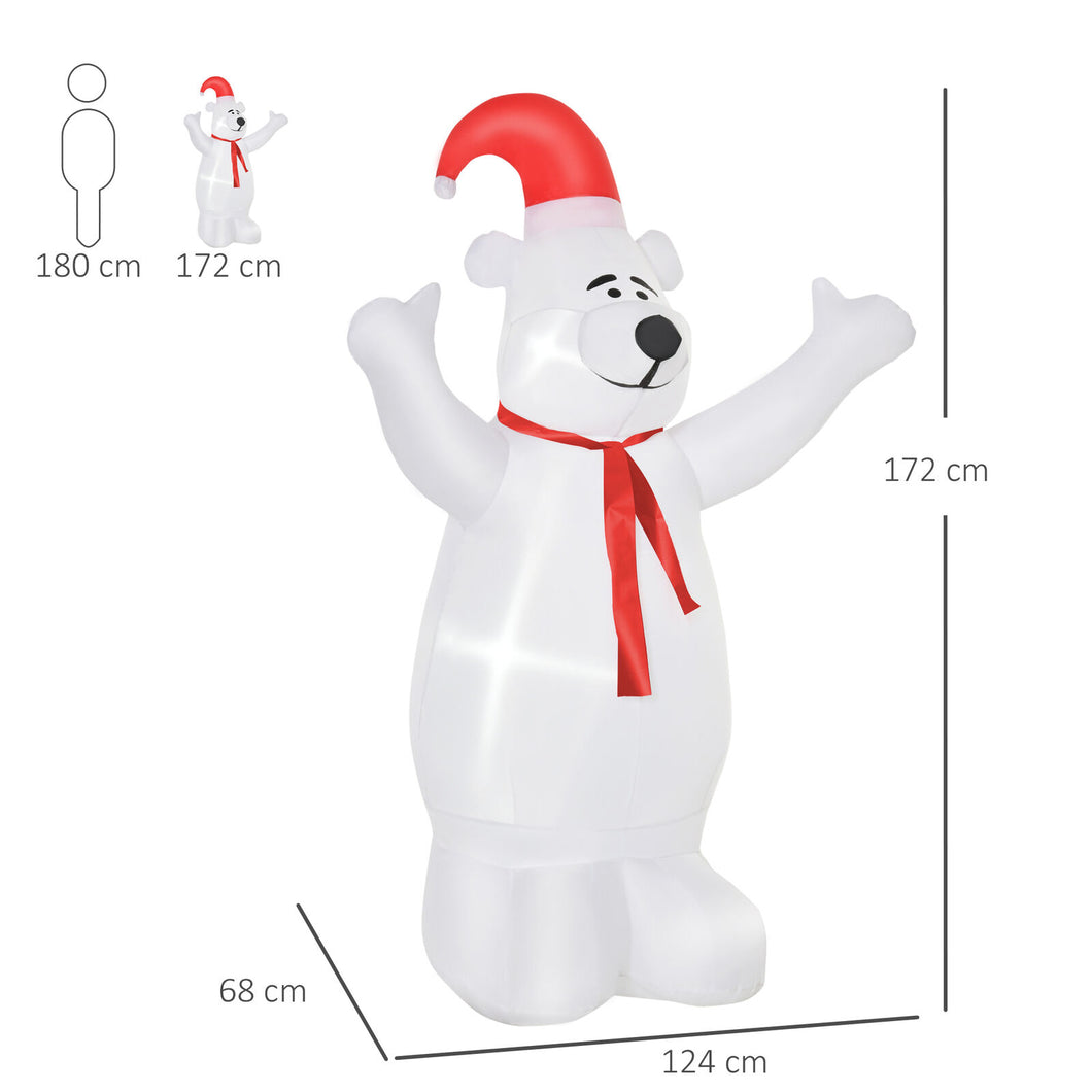 Aufblasbarer Weihnachts-Eisbär, 172 cm mit LED-Beleuchtung. Weihnachten Deko Luftfigur
