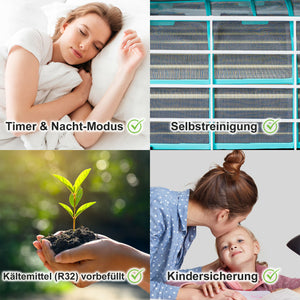 Split Klimaanlage 12000 BTU Klimagerät mit Wandhalterung. WLAN. Vorbefüllt.