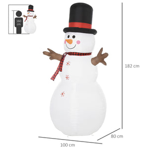 Aufblasbarer Schneemann, 182 cm mit LED-Beleuchtung. Weihnachten Deko Luftfigur