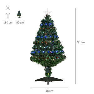 Weihnachtsbaum Tannenbaum Christbaum LED Lichtfaser Stern, multicolor, 90 cm