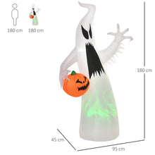 Laden Sie das Bild in den Galerie-Viewer, Aufblasbares großes Gespenst Nr. 1 mit Kürbis, 180 cm mit LED-Beleuchtung. Halloween Deko Luftfigur