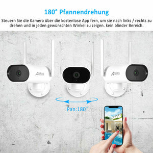 Überwachungskamera 4x Livebild Kamera Set mit 31 cm Monitor. 5 Megapixel. Schwenkbar. App.