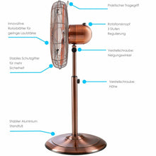 Laden Sie das Bild in den Galerie-Viewer, Standventilator Ø40 cm Luftkühler Ventilator 60W Lüfter Metall Chrom, Kupfer oder Schwarzmetall