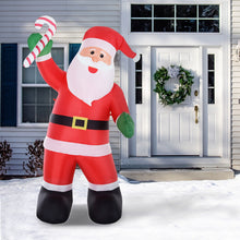 Laden Sie das Bild in den Galerie-Viewer, Aufblasbarer Weihnachtsmann mit Zuckerstange, 243 cm mit LED-Beleuchtung. Weihnachten Deko Luftfigur