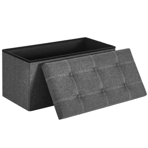 Sitzbank mit Stauraum, Sitztruhe, Sitzhocker, 80 Liter, 76 x 38 x 38 cm, Bezug aus Leinenimitat,.