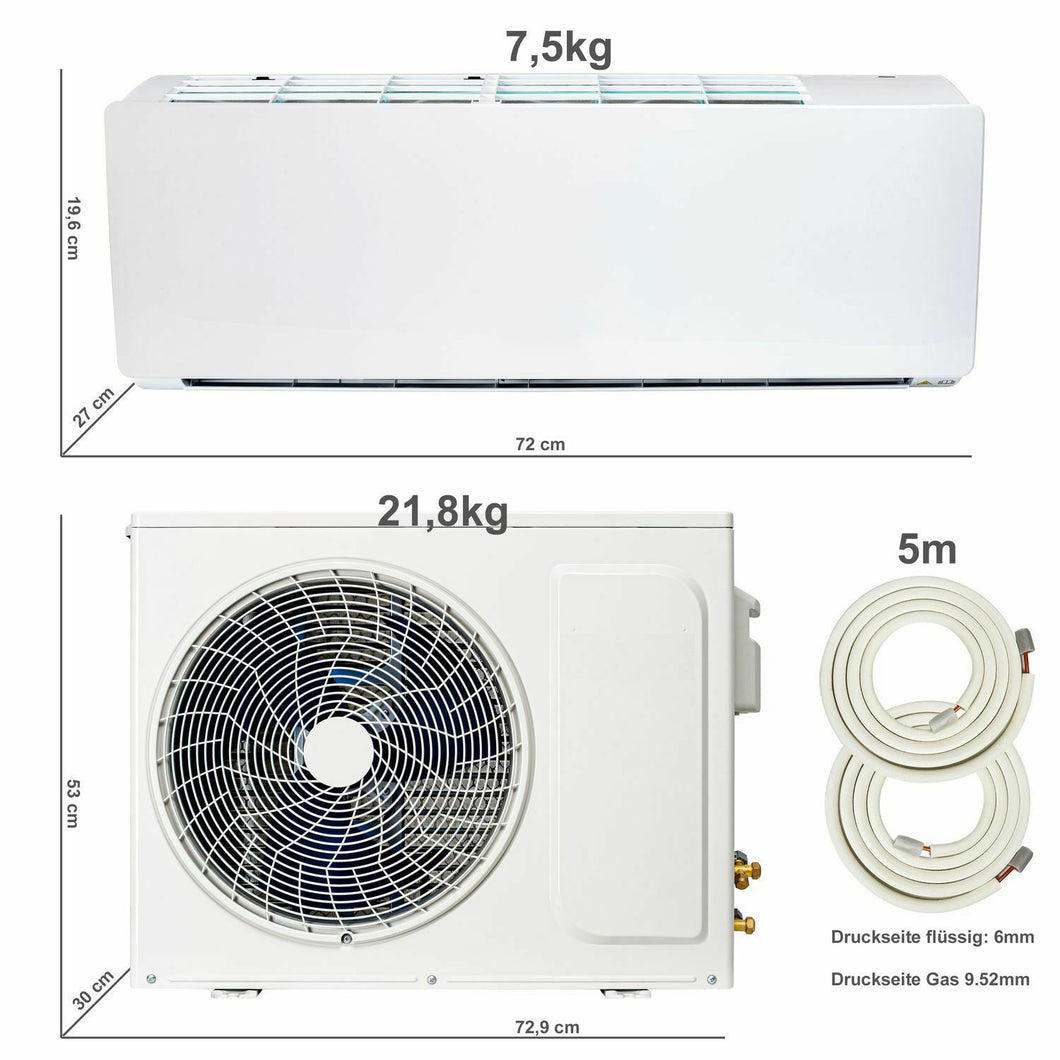 Split Klimaanlage 12000 BTU Klimagerät mit Wandhalterung. WLAN. Vorbefüllt.