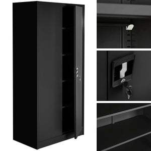 Aktenschrank (Stahlschrank) mit Fächern, abschließbar, 2 Flügeltüren (180x80x40 cm)