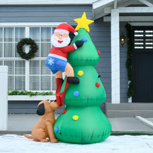 Laden Sie das Bild in den Galerie-Viewer, Aufblasbarer Tannenbaum mit Weihnachtsmann und Hund, 180 cm mit LED-Beleuchtung. Weihnachten Deko Luftfigur