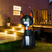 Laden Sie das Bild in den Galerie-Viewer, Aufblasbare schwarze Katze, 124 cm mit LED-Beleuchtung. Halloween Deko Luftfigur