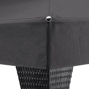Luxus-Pavillon 3x3m aus robustem Polyrattan. Dauerhaft aufstellbar. UV-beständig. Schwarz oder Beige.