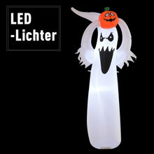 Laden Sie das Bild in den Galerie-Viewer, Aufblasbares großes Gespenst Nr. 2 mit Kürbis, 180 cm mit LED-Beleuchtung. Halloween Deko Luftfigur