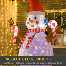 Laden Sie das Bild in den Galerie-Viewer, Aufblasbarer Schneemann mit rotierender Beleuchtung, 240 cm mit LED-Beleuchtung. Weihnachten Deko Luftfigur