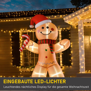 Aufblasbarer Lebkuchenmann, 240 cm mit LED-Beleuchtung. Weihnachten Deko Luftfigur