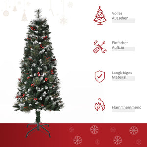 Weihnachtsbaum Christbaum inkl. Deko, grün-weiß, 150 cm