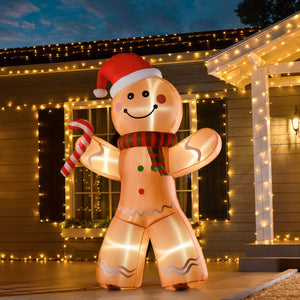 Aufblasbarer Lebkuchenmann, 240 cm mit LED-Beleuchtung. Weihnachten Deko Luftfigur