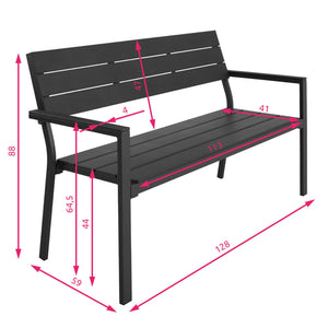 Aluminium Gartenbank Parkbank 2-Sitzer in Holz-Optik.