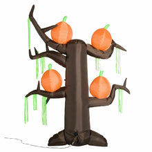 Laden Sie das Bild in den Galerie-Viewer, Aufblasbarer riesiger Spukbaum mit Kürbissen, 240 cm mit LED-Beleuchtung. Halloween Deko Luftfigur