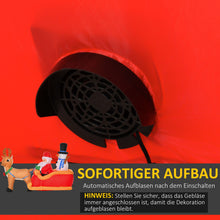 Laden Sie das Bild in den Galerie-Viewer, Aufblasbarer Weihnachtsmann mit Schneemann auf Schlitten, 128 cm mit LED-Beleuchtung. Weihnachten Deko Luftfigur