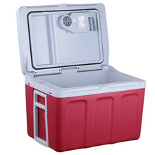Laden Sie das Bild in den Galerie-Viewer, 24 Liter Kühlbox, mobile Kühltruhe, Mini-Kühlschrank 12 Volt / 230 Volt - Softrollen-Fahrwerk