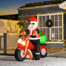 Laden Sie das Bild in den Galerie-Viewer, Aufblasbarer Weihnachtsmann auf Motorrad, 150 cm mit LED-Beleuchtung. Weihnachten Deko Luftfigur