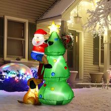 Laden Sie das Bild in den Galerie-Viewer, Aufblasbarer Tannenbaum mit Weihnachtsmann und Hund, 180 cm mit LED-Beleuchtung. Weihnachten Deko Luftfigur