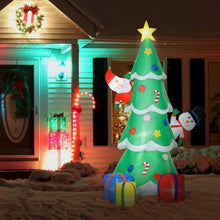 Laden Sie das Bild in den Galerie-Viewer, Aufblasbarer Tannenbaum mit Nikolaus und Schneemann, 210 cm mit LED-Beleuchtung. Weihnachten Deko Luftfigur