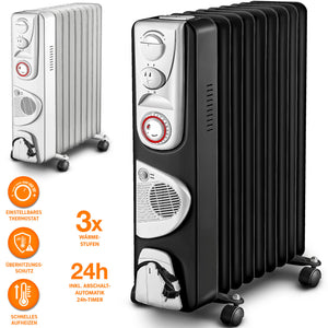 Radiator Heizung. 2000W. Einstellbar mit Thermostat. Mit Rippen. Ölheizung.