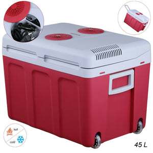 24 Liter Kühlbox, mobile Kühltruhe, Mini-Kühlschrank 12 Volt / 230 Volt - Softrollen-Fahrwerk