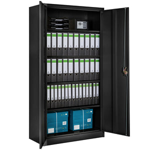Aktenschrank (Stahlschrank) mit Fächern, abschließbar, 2 Flügeltüren (180x80x40 cm)
