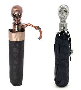 Stylischer Skull Regenschirm, automatik. Silber-Schwarz oder Bronze-Schwarz
