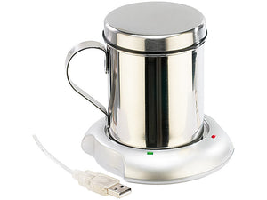 USB-Warmhalteplatte mit Isolier-Tasse, Kaffeetassenwärmer